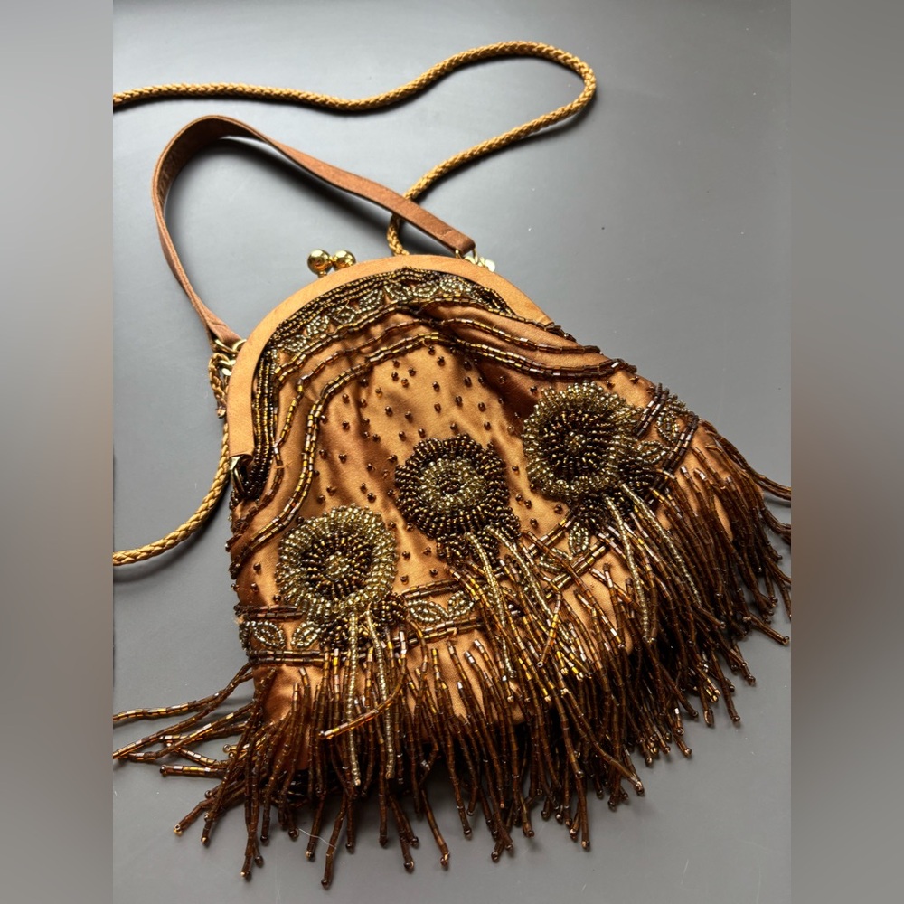 Like new Kate Landry Beaded Vintage Purse with Fringe - Picture 2 of 9